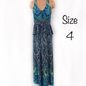 Just...Taylor Blue/ Green Print Maxi Dress Size 4